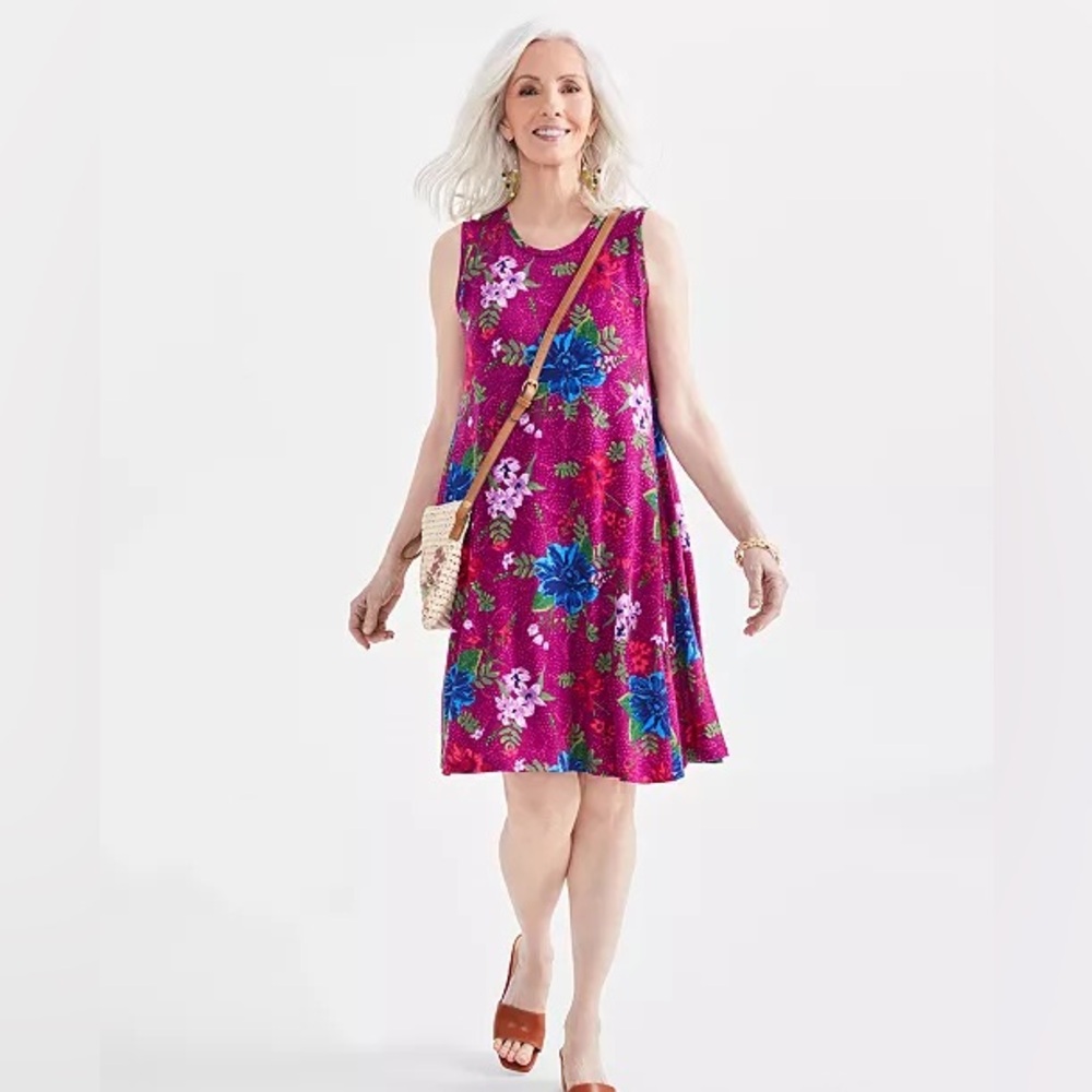 Style & Co. nwt size small Floral Print Flip Flop Dress Sleeveless Swing